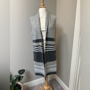 Gray longline sweater vest duster small